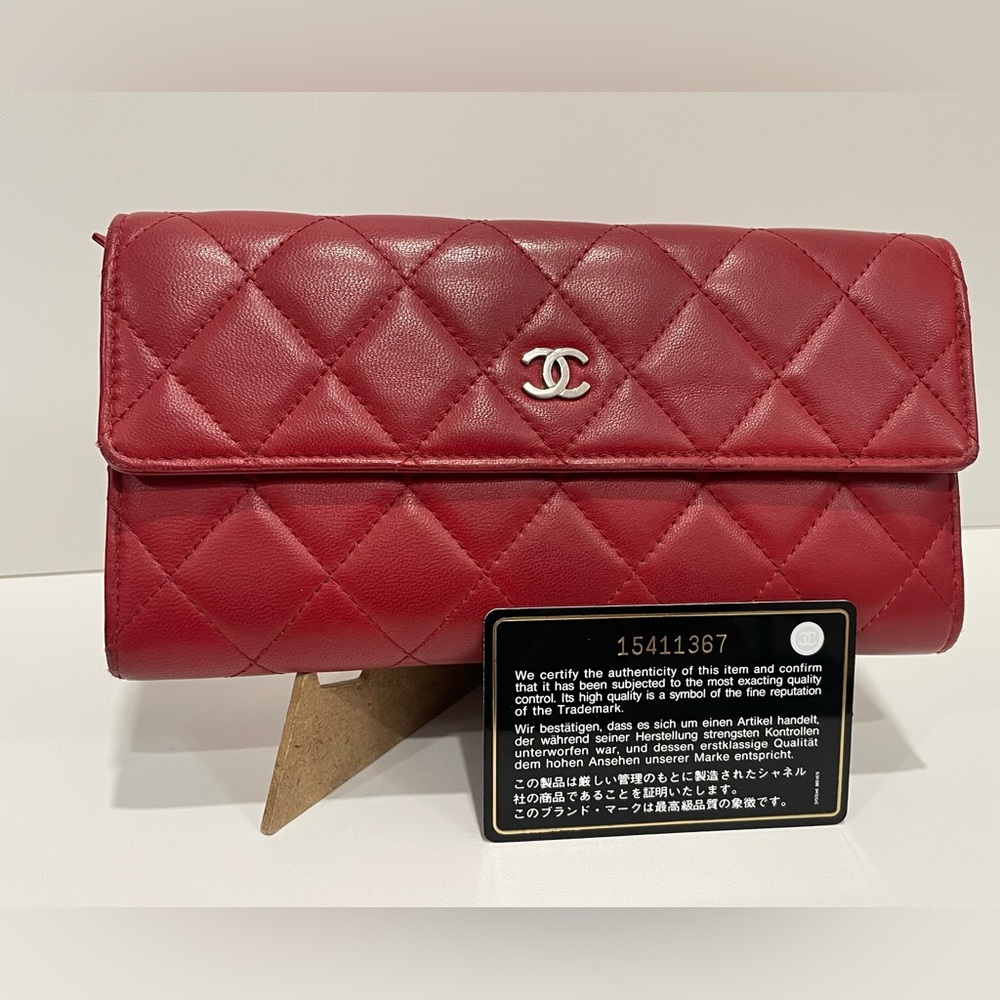 Authentic Chanel Lambskin Quilted Long Flap Wallet - Picture 2 of 12